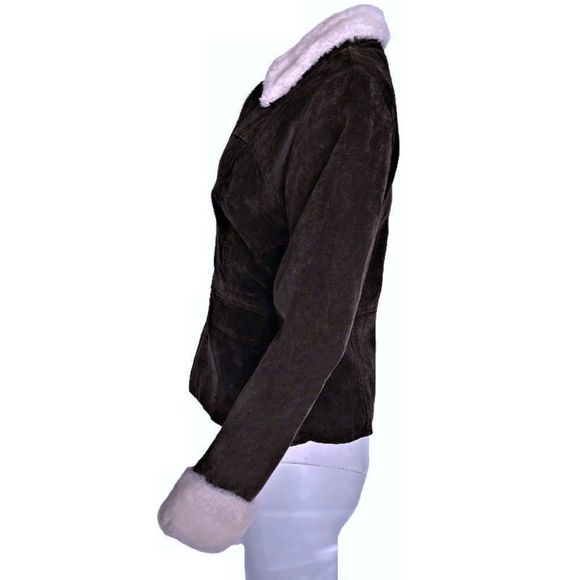 Vintage BB DAKOTA Pret a Porter Distressed Suede Shearling Jacket Coat Size M - Picture 6 of 10